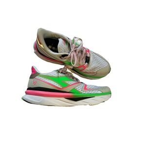 Diadora Atomo V7000 White‎ Green Pink Sneaker Trainer Shoes Size 9 Womens